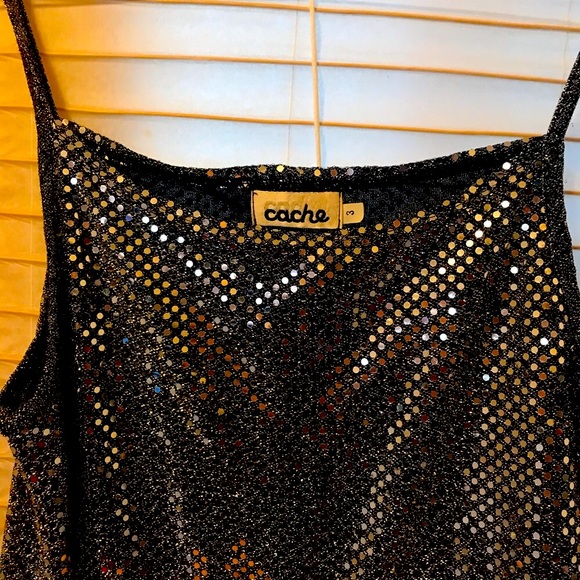 Silver shinny evening CACHE dress A line - Picture 3 of 4